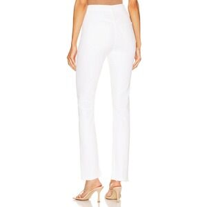 AGOLDE Riley High Rise Crop‎ Straight Jeans White Pants Raw Hem Button Front 25